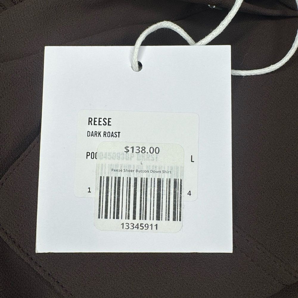 NWT $138 Pistola REESE SHEER SHIRT - DARK ROAST Brown Top Womens Large - Picture 6 of 6